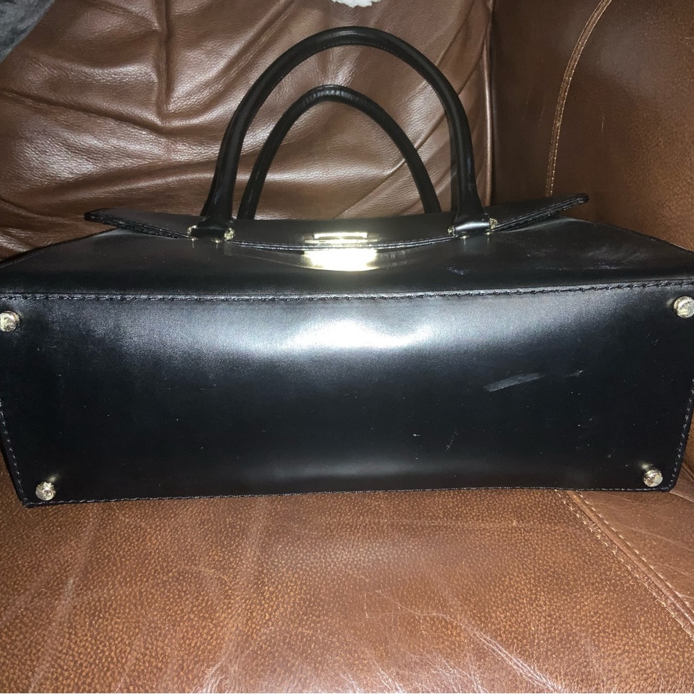 KATE SPADE NEW YORK black leather bag 10 1/2 by 13 - Picture 5 of 5